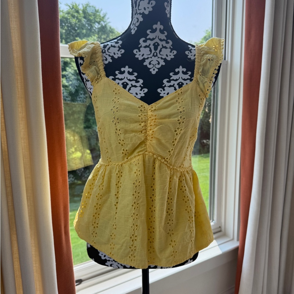 Japna Yellow Ruched Peplum Camisole